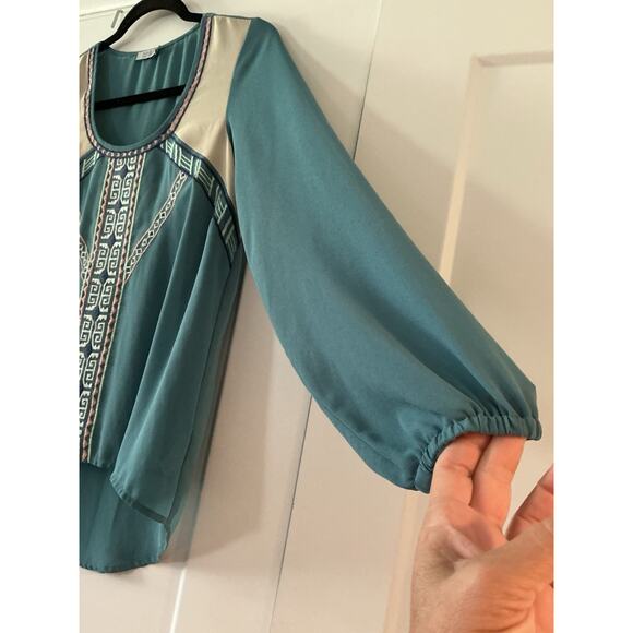 TOBI Tunic W Small Boho Peasant Chiffon Embroidered Aztec Feminine Sheer Tribal - Picture 5 of 9